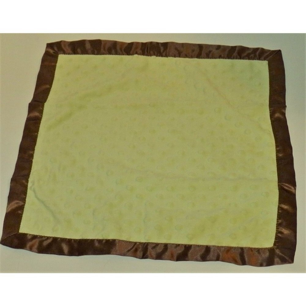 Bearington Green Brown Minky Dot Square Lovey Baby Security Blanket 16" x 16"
